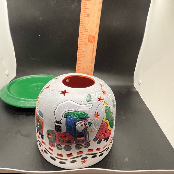 Vntge Candle Holding Glow Dome Christmas Santa & Train. Ceramic 2 Piece - Picture 11 of 16